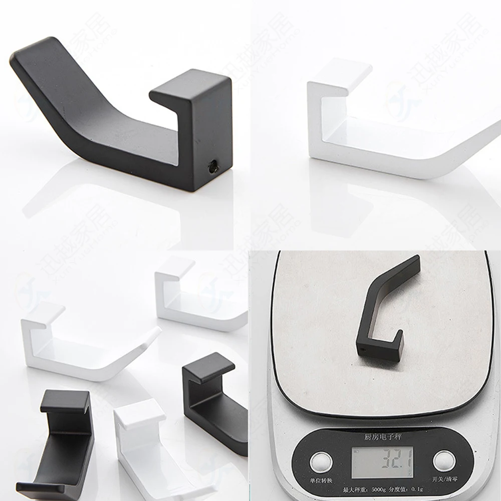 robe hook self adhesive wall door hanger black white aluminum key bag hanging bathroom towel holder kitchen accessories free global shipping