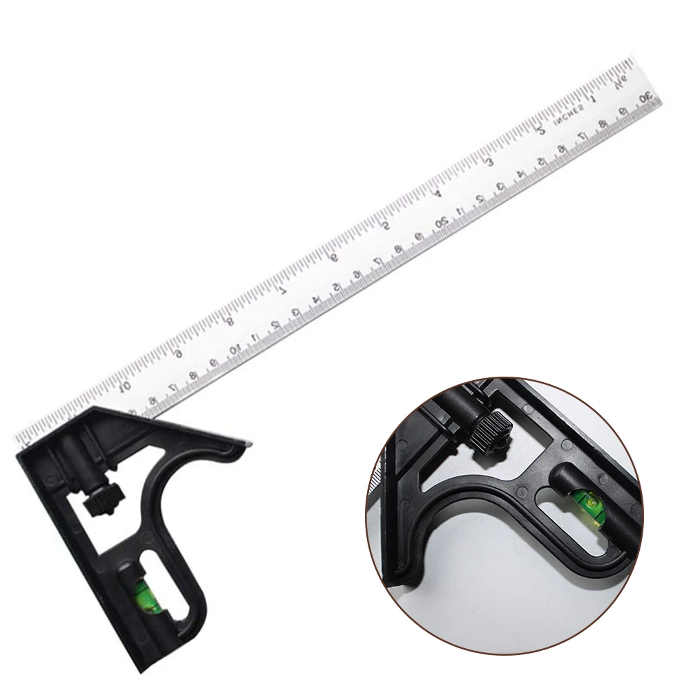 

Combination Square Angle Ruler Multifunctional Stainless Steel Combo Square Carpentry Tools Metal Ruler Square For Woodworking