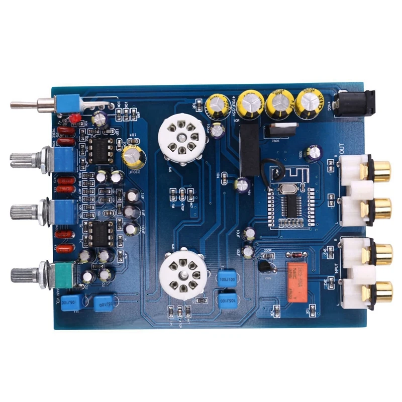 

2X NE5532 DC12V2A Bluetooth 4.2 HIFI Preamp 6J5 Home Audio Tube Amplifier Fever Bile Preamp Tone Board 470UF/25V