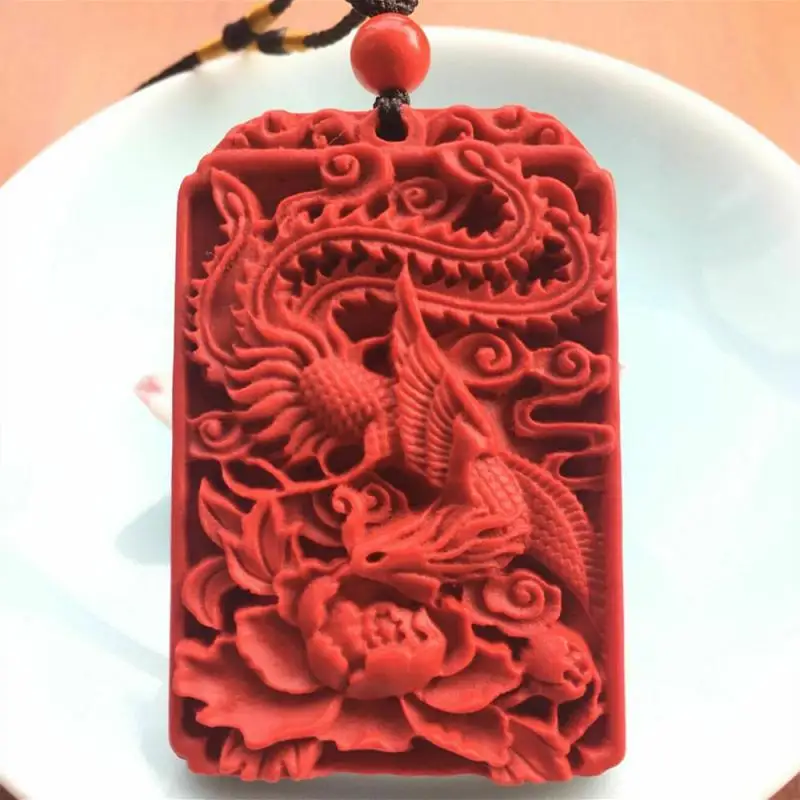 

Chinese Natural Red Organic Cinnabar Phoenix Pendant Lucky Amulet Hot Fashion