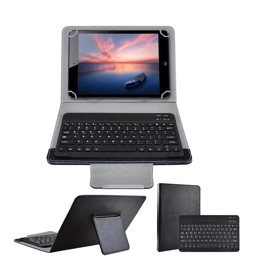 

Mini Wireless Keyboard for iOS Windows with PU Leather Case Cover Stand for 9 10 inch Tablet