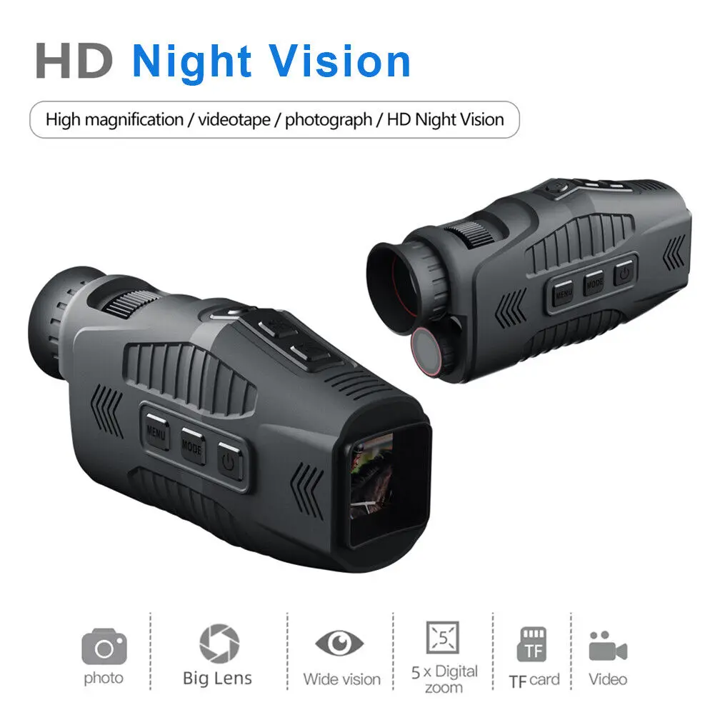 

1080P Digital Night Vision Monocular 5X Zoom 850nm Infrared Scope IR Camera Video for Hunting Observation 200~300 Meters Viewing