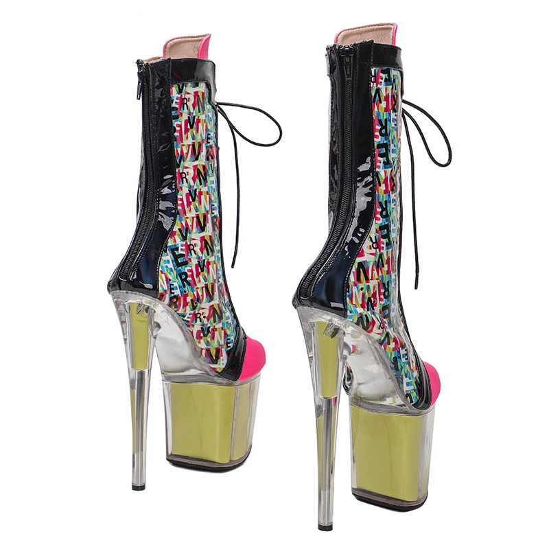 Leecabe  20CM/8inches PU Upper  Pole dancing shoes High Heel platform Pole Dance boot