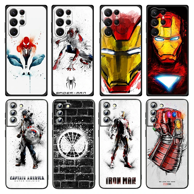 

marvel hero illustration For Samsung Galaxy S23 S22 S21 S20 Ultra Plus Pro S10 S9 S8 S7 4G 5G Silicone Black Phone Case