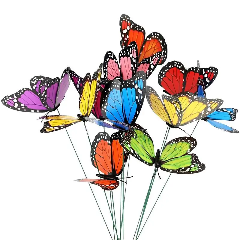 

25pcs Bunch Of Butterflies Garden Yard Planter Colorful Whimsical Butterfly Stakes Decoracion Outdoor Decor Gardening Decoration