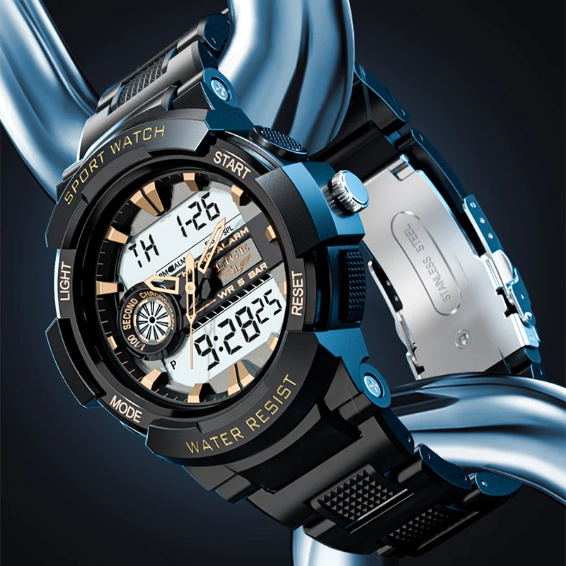 

2023 LIGE Sport Men Quartz Digital Watch Creative Diving Watches Men Waterproof Alarm Watch Dual Display Clock Relogio Masculino