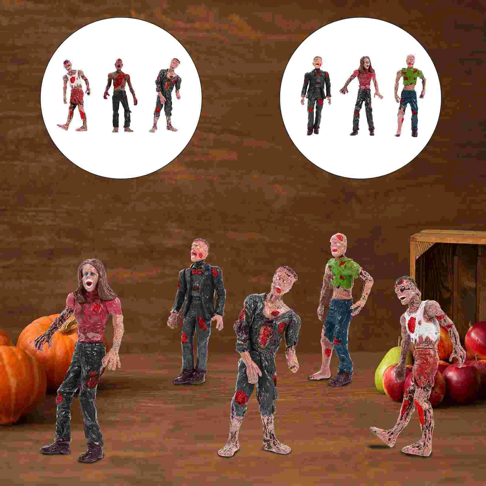

6 Pcs Number Zombie Toy Halloween Toys Figures Boys Plastic Horriable Model