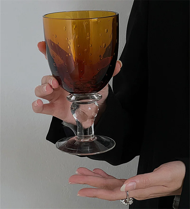 Винтажная прозрачная стеклянная чашка для красного вина коктейля виски 350 мл