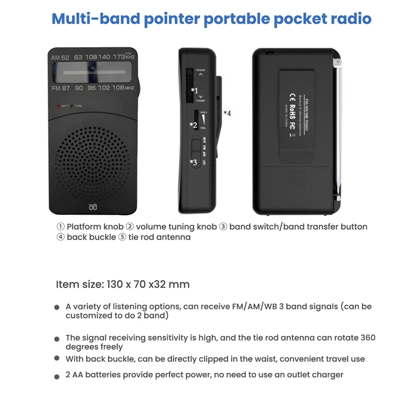 Горячая Распродажа J-166 Pocket портативное мини-радио FM/AM Цифровая настройка радио