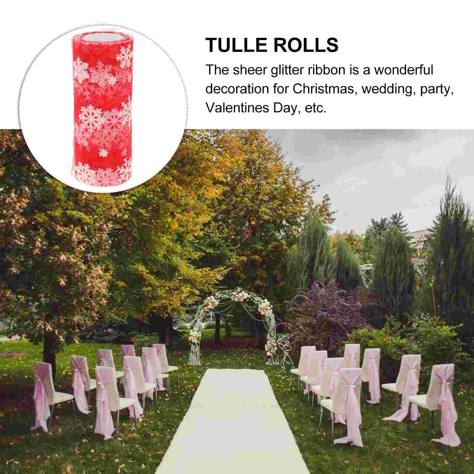 15 см 10 ярдов Рождественская снежинка Тюлевый рулон Блестящая марлевая лента из