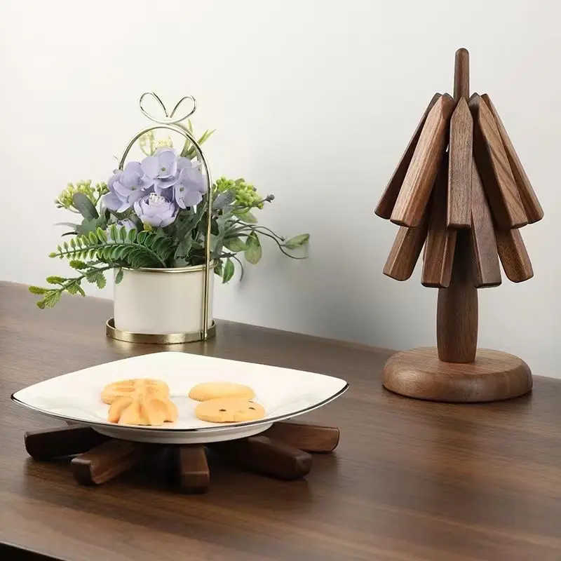 

Anti-scald Heat Insulating Mat Black Walnut Wood Heat Insulating Mat Table Ornament A Tree Creative Folding Heat Insulating Mat