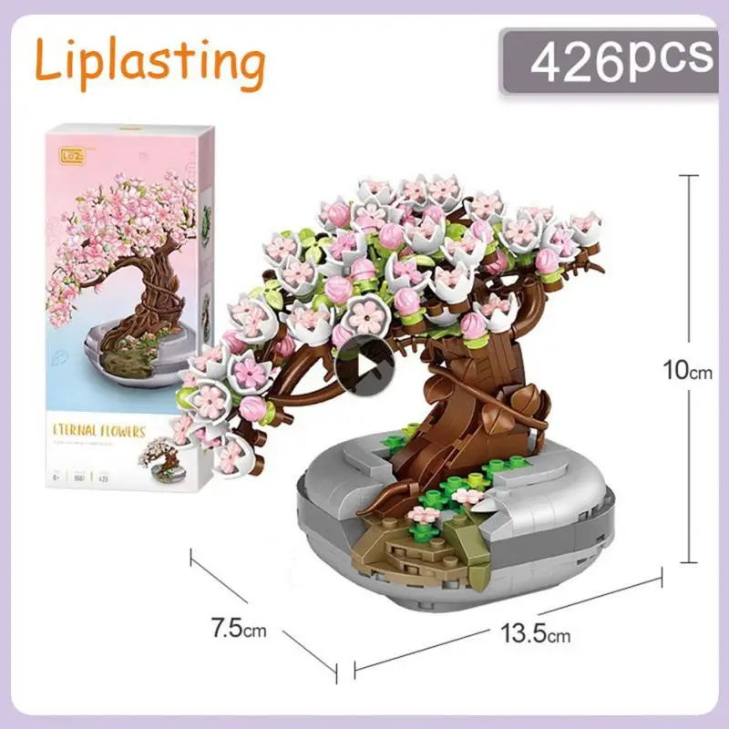 

Mini Sakura Bonsai Tree Creative Diy Plant Model Vivid Color 1 Set Bouquet Building Blocks Succulent Potted Educational Toy Abs