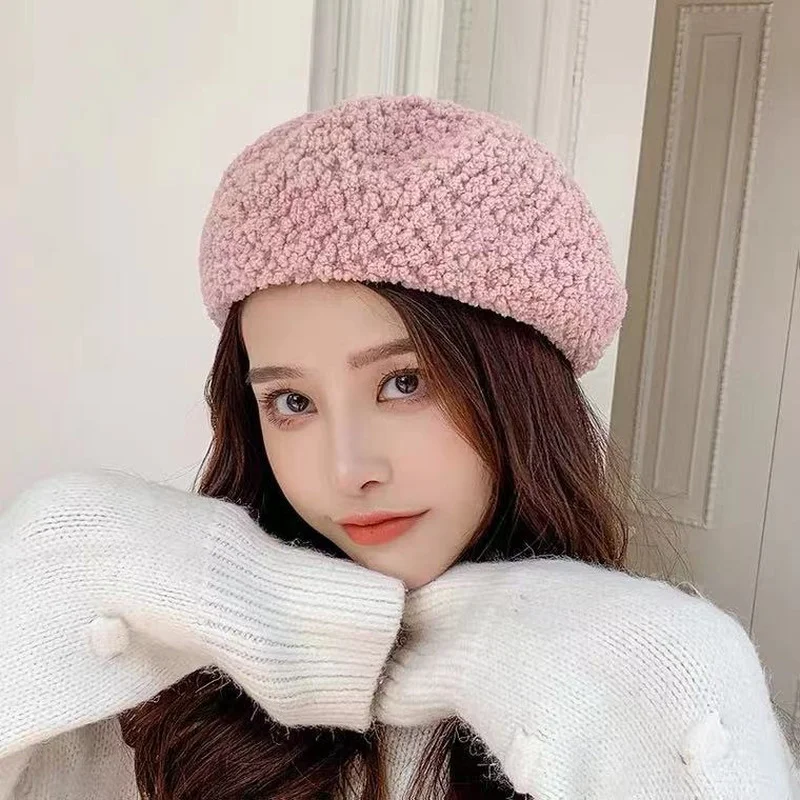New Beret Autumn and Winter All-match Painter Hat Japanese Fashion Three-dimensional Plush Travel Women's Gorras