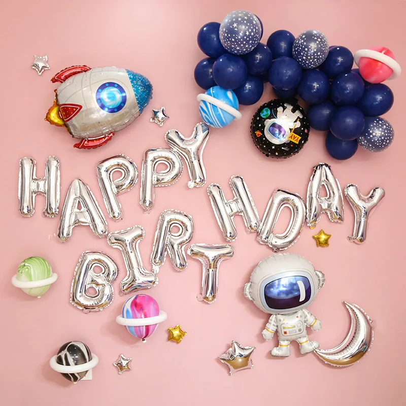 

21/59pcs Outer Space Birthday Party Rocket Astronaut Galaxy Theme Latex Foil Balloons Kit Boy Birthday Party Decoration Globals