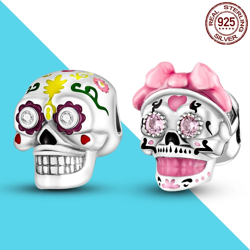 

Halloween Sally & Jack Skull Dangle Charm 925 Silver Fit Original Pandora Charms Bracelet DIY For Jewelry Making