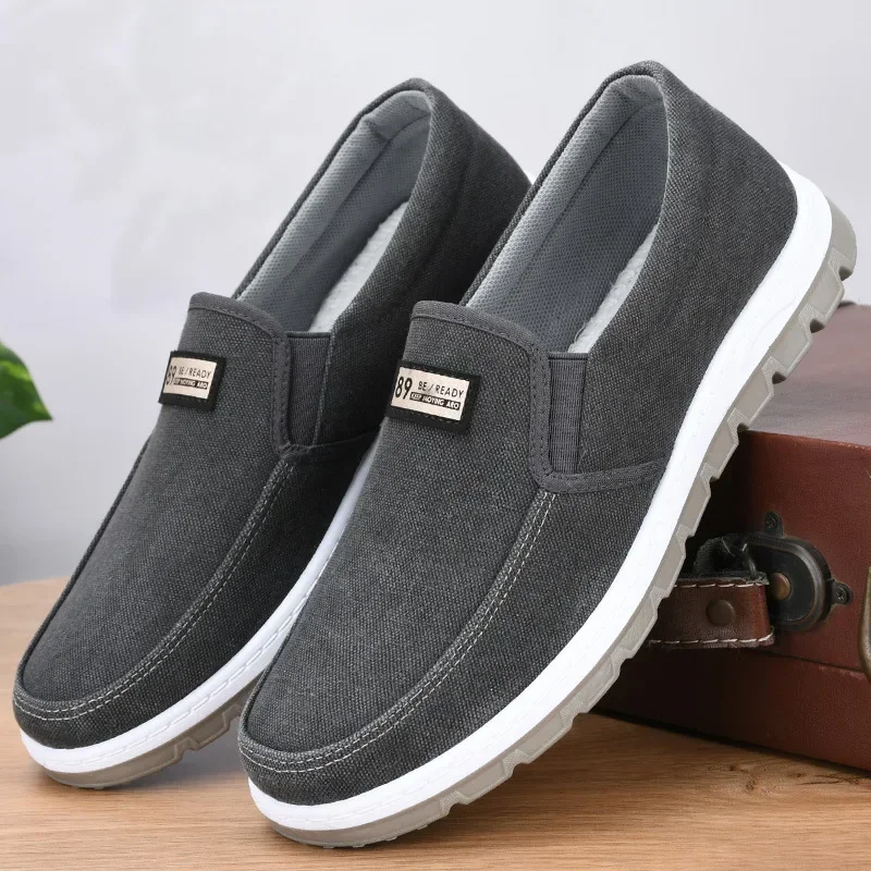 2024Мужская повседневная обувь парусиновые лоферы без шнуровки удобные