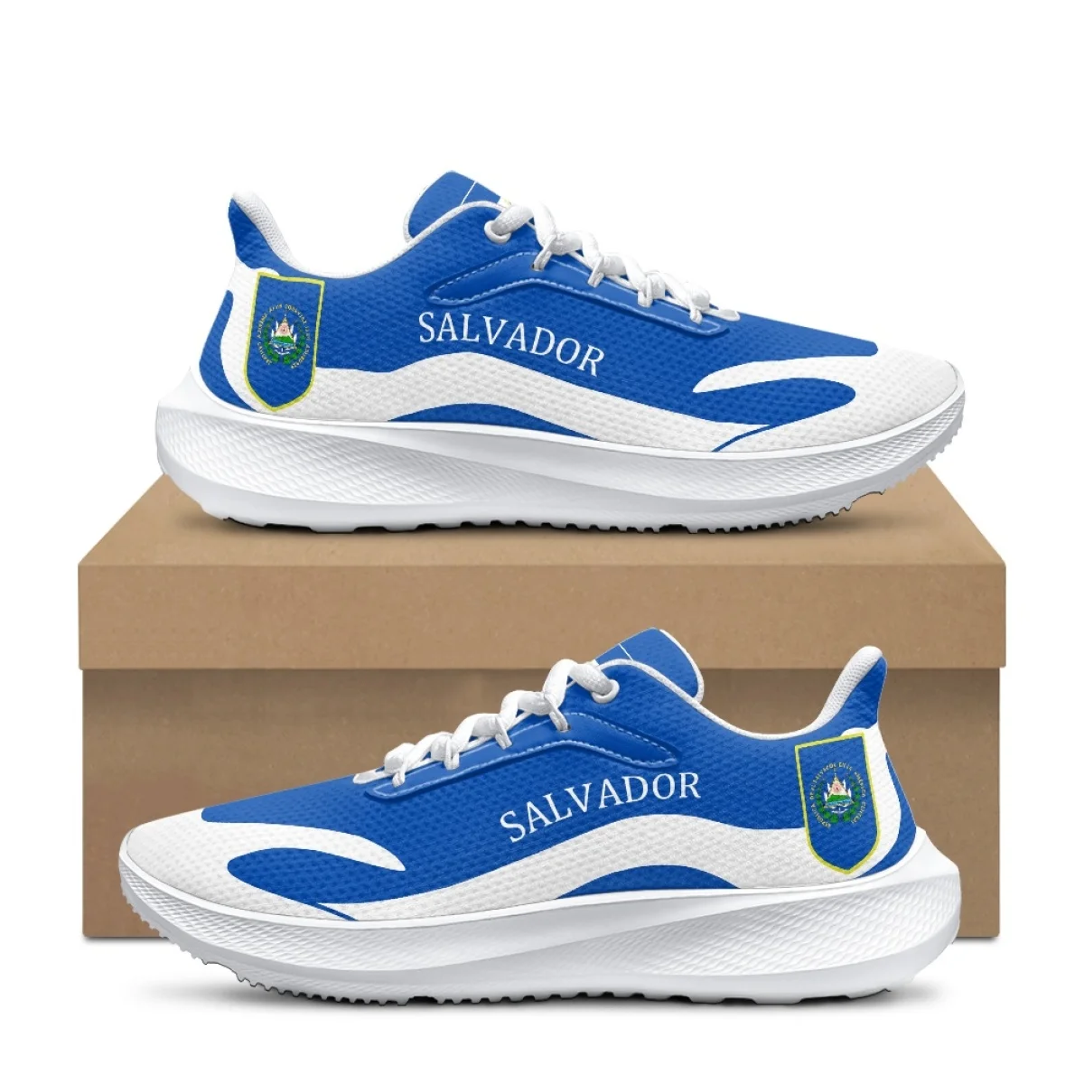 

Women's Men Blue Spring Autumn Sneakers El Salvador Flag Pattern Comfortable Shoes Lightweight Basketball Lace Up Soft Featwear