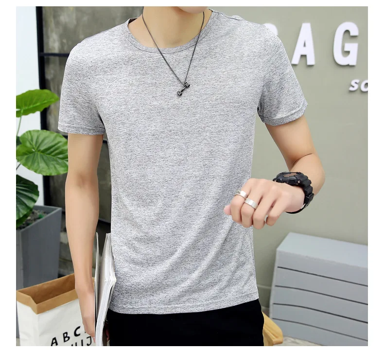 

C1060-2020Summer new men's T-shirts solid color slim trend casual short-sleeved fashion