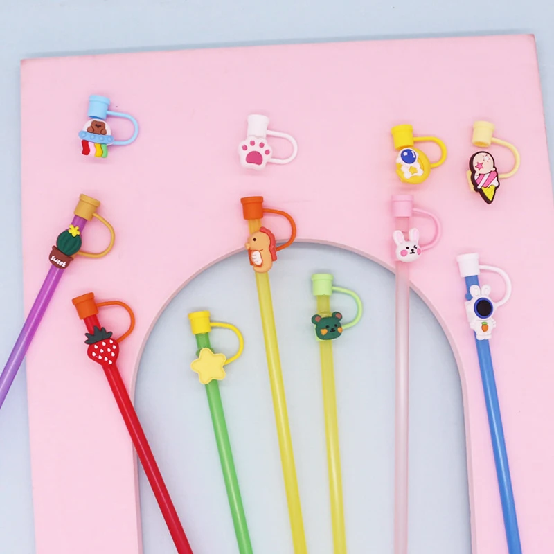 

Silicone Sealing Straw Plug Reusable Drinking Dust Cap Cartoon Plugs Tips Cover Suit Kitchen Cup DIY Accessories Wholesale