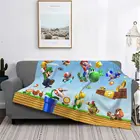 Плюшевое одеяло в стиле Super Mario, зимнее теплое покрывало, мягкое Фланелевое покрывало для кровати, офиса, бархатное покрывало