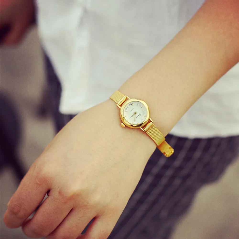 Watch women's top brand luxury watch women's clock stainless steel silver mesh with quartz watch enlarge