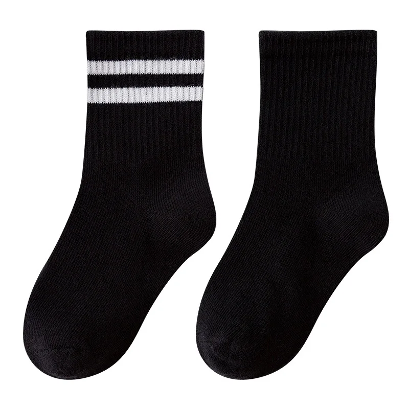 4 Pairs 1-16 Years Kids Socks Boys Girls Spring Cotton Solid Striped School Students Sports Socks Children Socks Teenager Socks