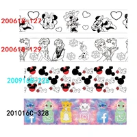disney mickey mouse cartton printed ribbon grosgrain 38mm for hairbows diy 10yards craft supplies handmade materials