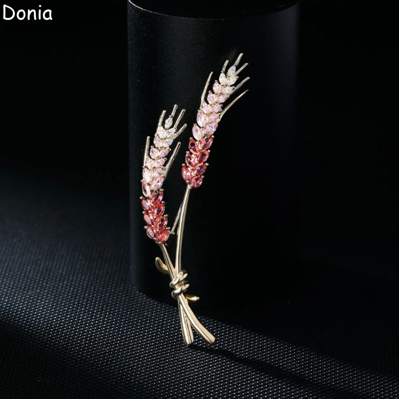 

Donia Jewelry Fashion Copper Micro Inlay AAA Zircon Wheat Brooch Botanical Brooch Suit Coat Accessories Scarf Bag Luxury Pin