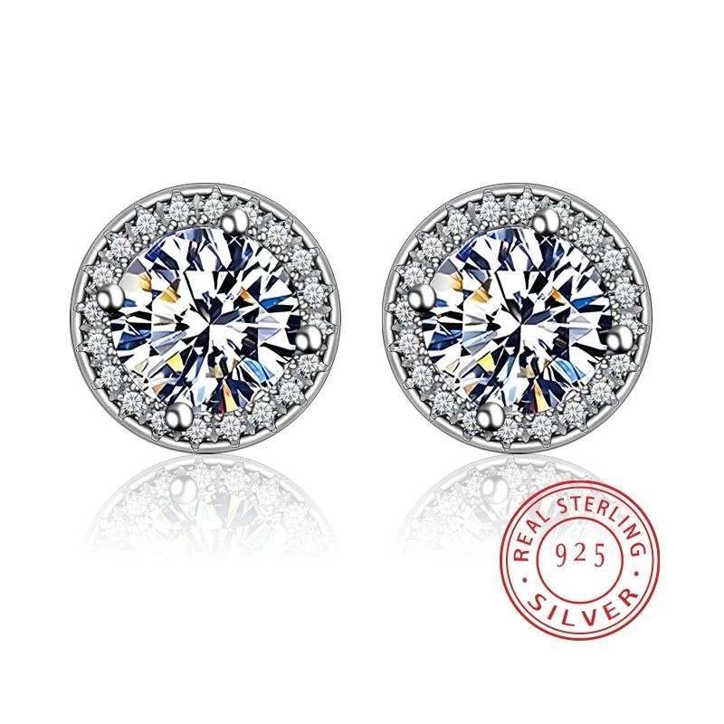 

925 silver zirconia earrings for men and women Wedding gift jewelry Sterling silver ear needles Fine jewelry