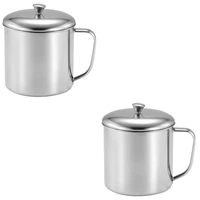 2 pcs stainless steel coffee cup water mug rustproof drinks cup water cup with lid