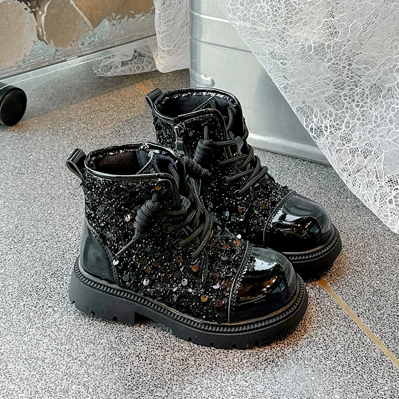Женские ботинки с блестками зимние Нескользящие водонепроницаемые из