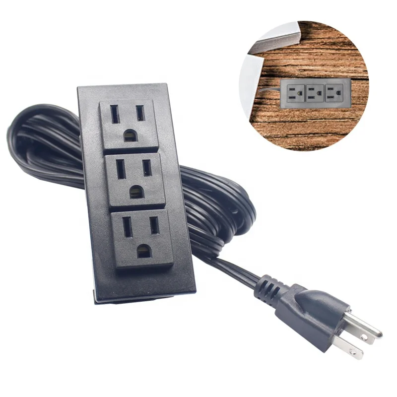 

2 USB 2 Outlet Table Desk Surface Mountable Recessed Furniture USA Power Strip
