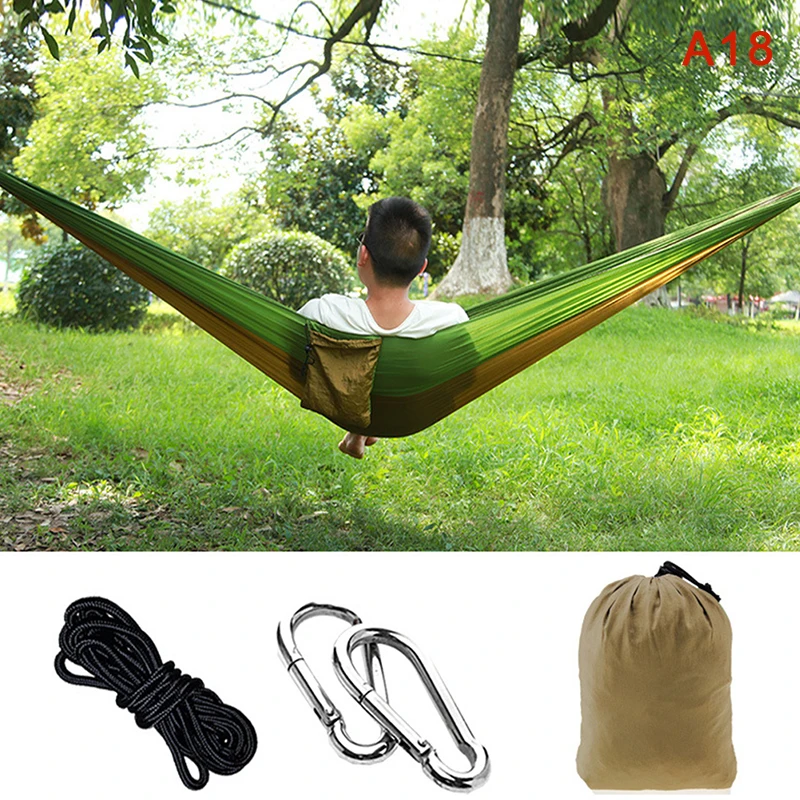

1pc Outdoor Hammock Nylon Color Matching Hammock Outdoor Camping Ultra Light Portable Hammock for Double Person