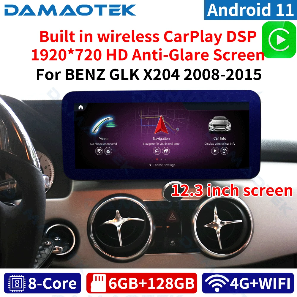 DamaoTek-REPRODUCTOR Multimedia Para coche, dispositivo con Android 11,0, pantalla de 12,3 pulgadas,...