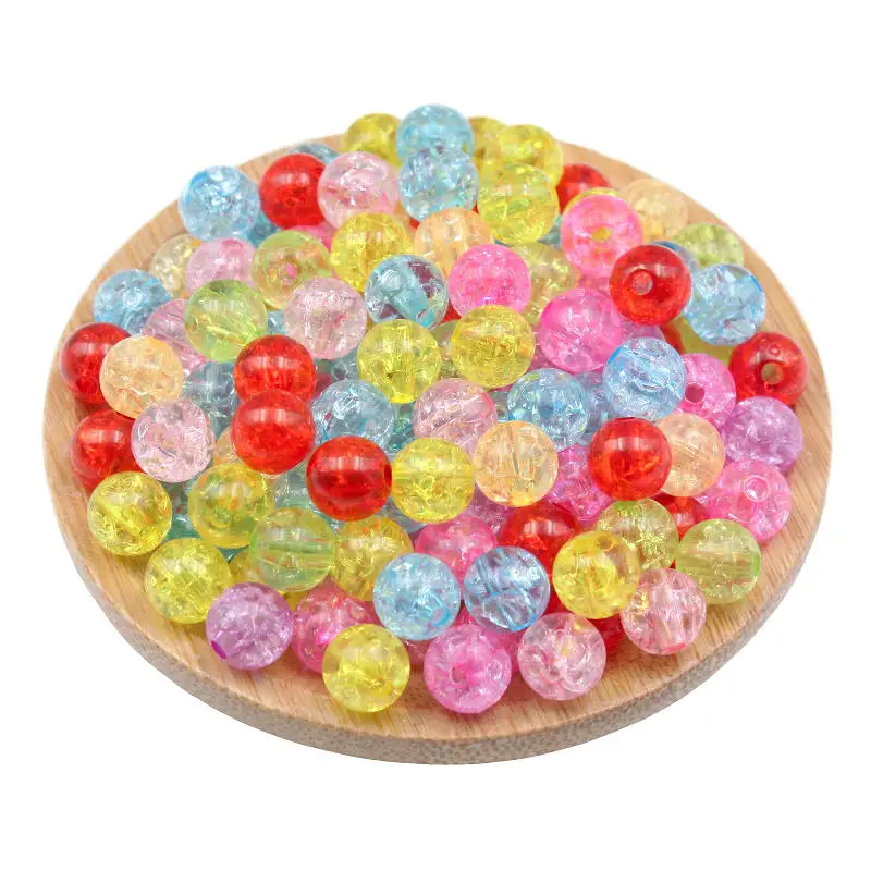50-200PCS Round Ball 8-12MM Acrylic Beads For Hat Clothing Crack Bead DIY Handmade Make Fashion Necklace Jewelry Accessories