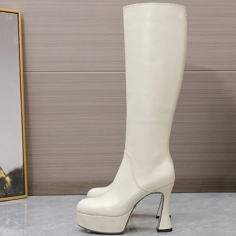 

Женские высокие ботинки на платформе, облегающие ботинки на высоком каблуке, осень 2023