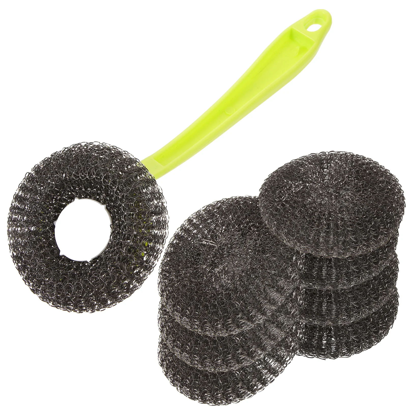 

8 Pc Dish Sponges Steel Wire Ball Cleaning Brush Long Handle Pot Washer