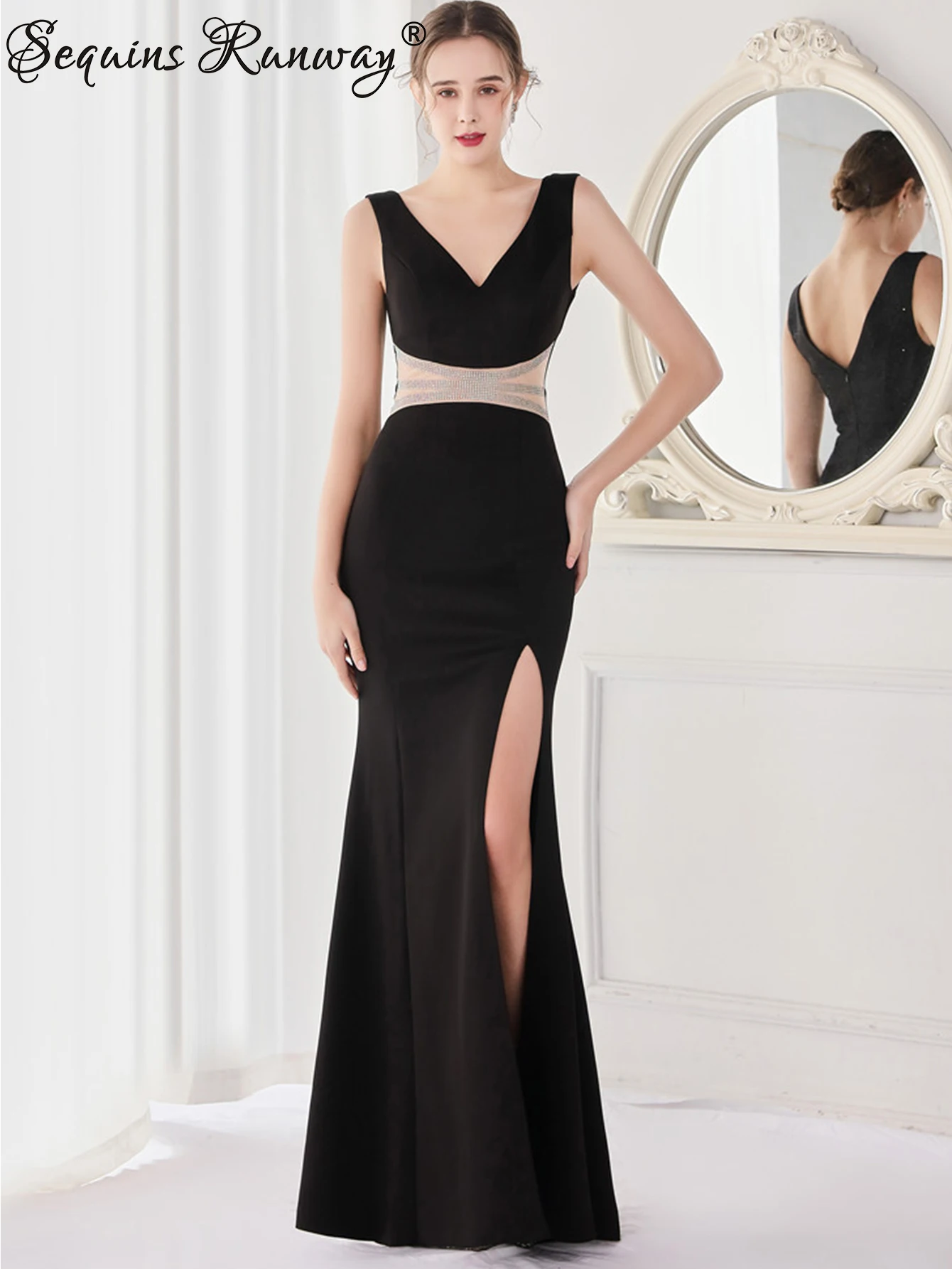 Сексуальные элегантные свадебные вечерние длинные платья со стразами женские