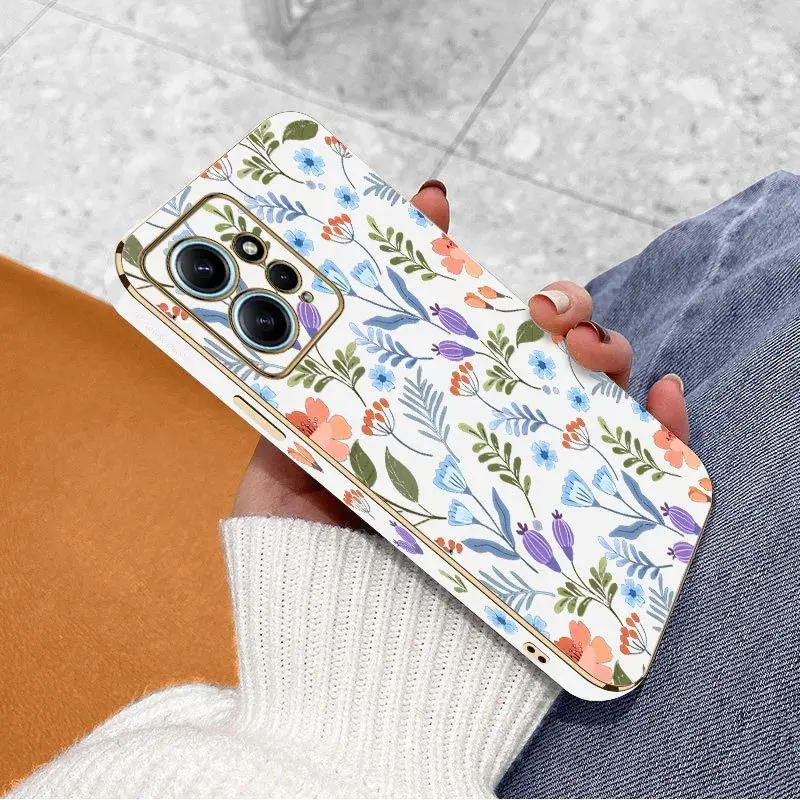 Exquisite Flowers Luxury Plating Phone Case For Xiaomi Redmi Note 11 Pro Plus 10 Pro 11 11S 12Pro Plus 12 9S 8 Pro Cover