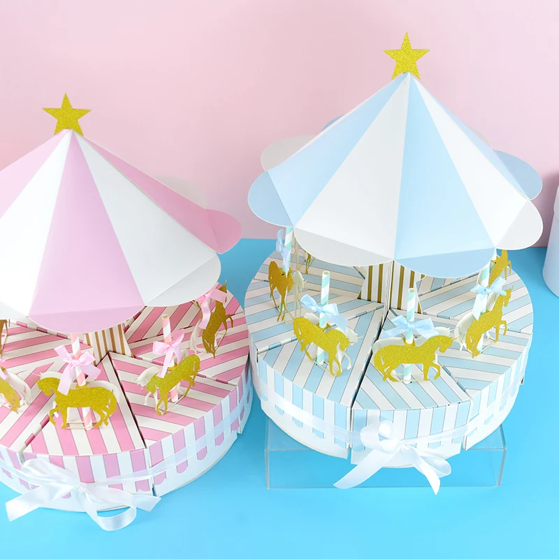 Креативная бумажная подарочная коробка в виде карусели свадебные сувениры для