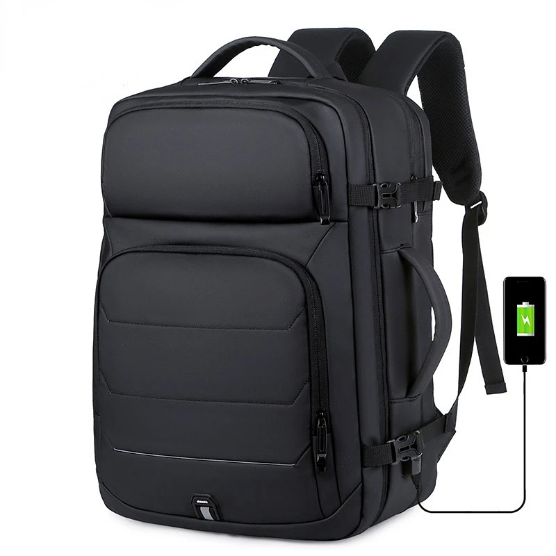 

40L Large Capacity Mens Expandable Backpacks USB Charging 17 Inch Laptop Bags Waterproof Extensible Business Travel Bag