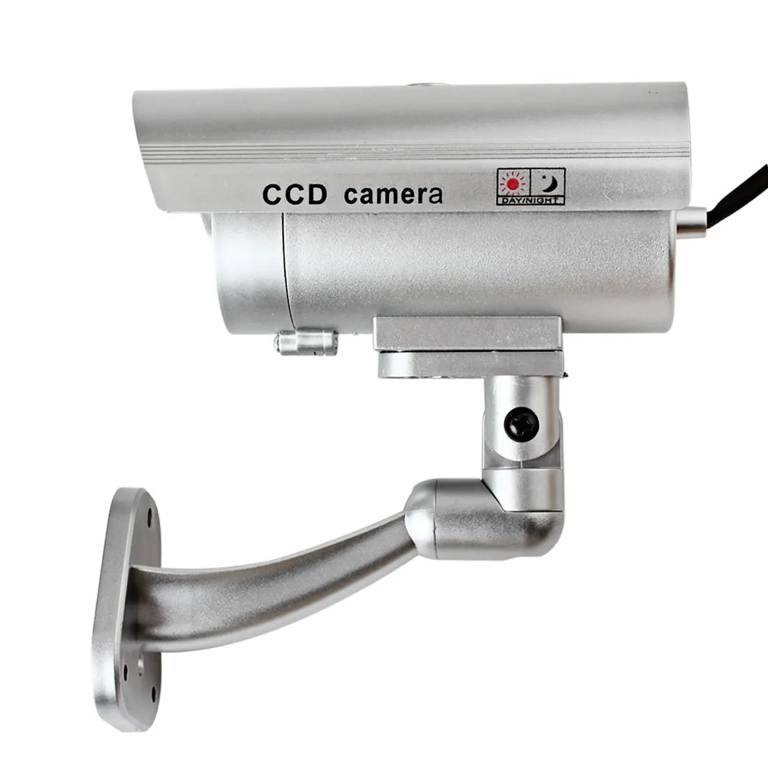 Silver Waterproof CCTV False Emulational Used Outdoor Fake Dummy Security Camera Decoy with IR Wireless Blinking Flashing RedLED