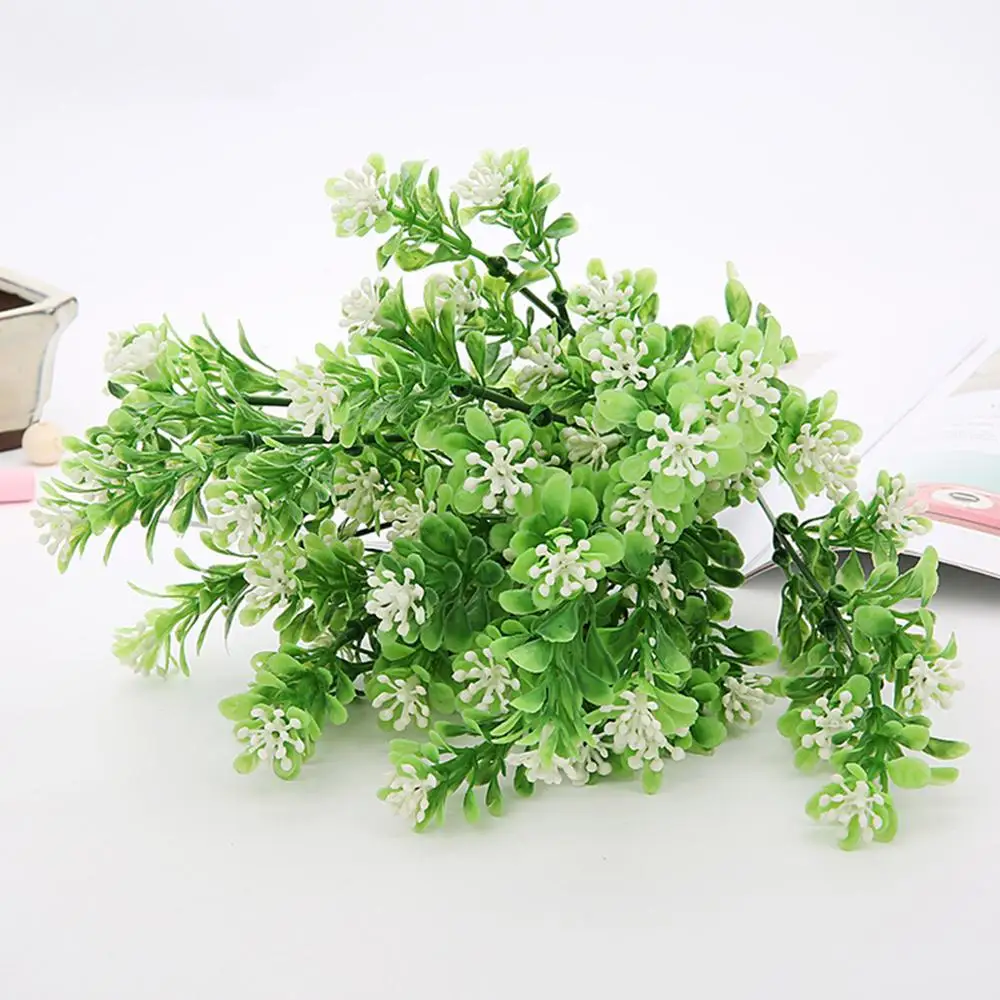 1pc Artificial Flowers with Leaf Green Grass Plastic Plants Fake Foliage Bush for Home Wedding Decoration Party Supplies |