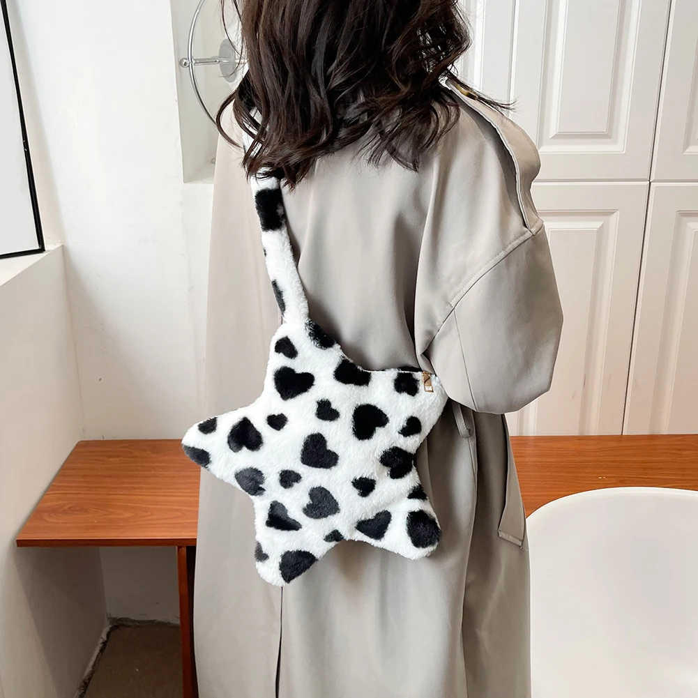 

Женские сумки на плечо с пятиконечной звездой Love, женская сумка-тоут, модная Повседневная Мягкая Милая осенне-зимняя сумка через плечо на мо...