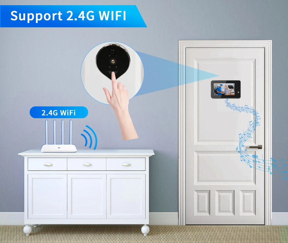 Elecpow 4.3Inch Smart Home Tuya Peephole Doorbell Camera 1080P 200W Pixel Door Viewer Night PIR Motion Detection Video Door Bell images - 6