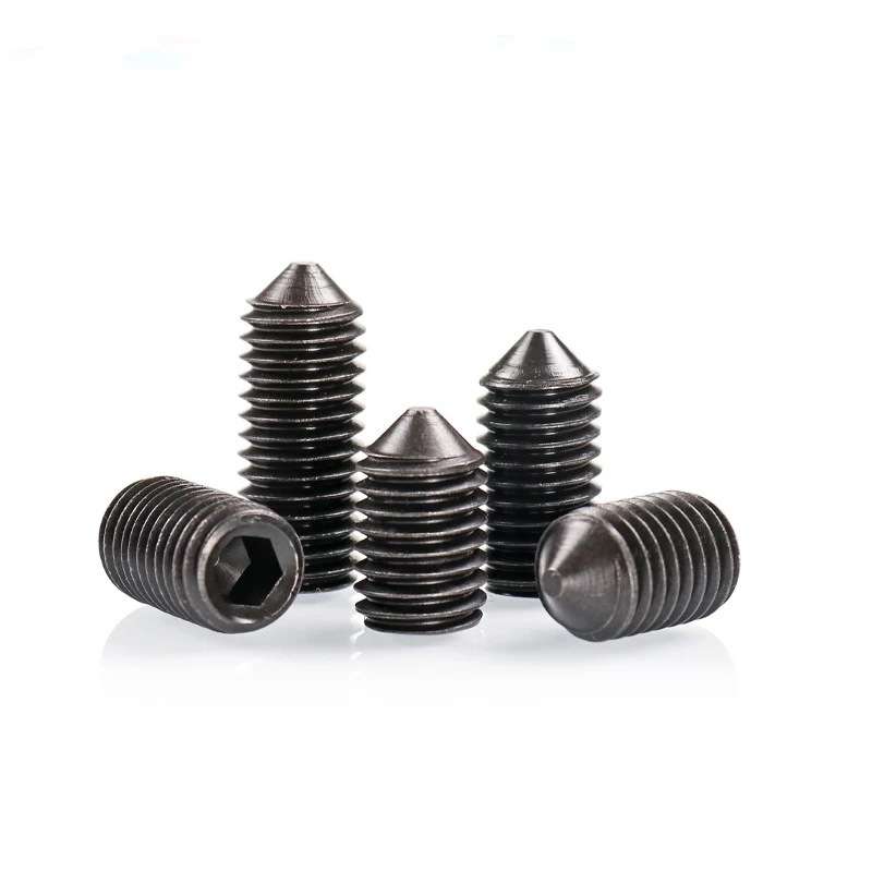 Набор винтов с конусным наконечником и внутренним шестигранником, черные, класс 12.9, размеры M6, M8, M10, M12, M16.