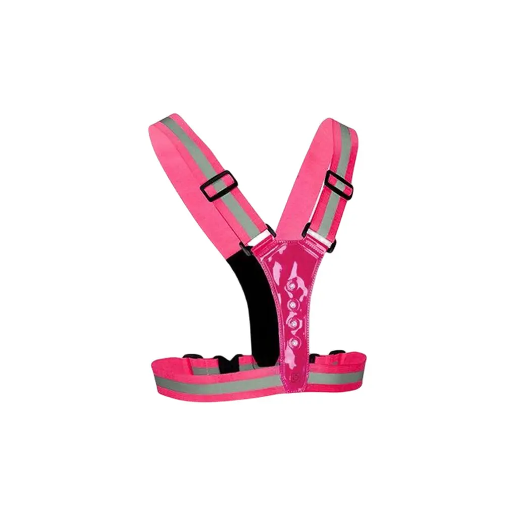 

1/2/3 LED Reflective Vest Straps with High Visibility Glowing Reflector Elastic Belt 3 Modes Safety Gear Night Running Pink