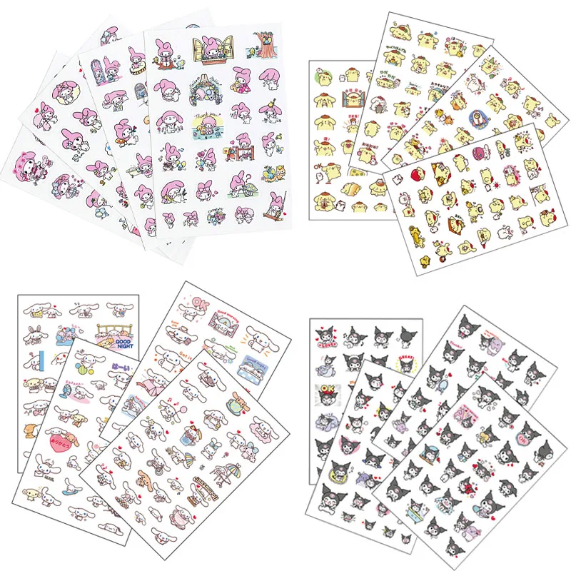 

Kawaii My Melody Cinnamoroll Kuromi Transparent Pvc Hand Account Stickers Anime Sanrioed Computer Girl Heart Waterproof Stickers