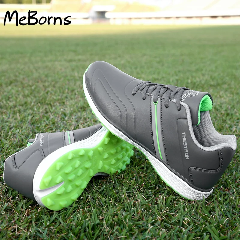 

New Waterproof Men Golf Shoes Gray White Anti Slip Spikeless Golf Sneakers Men Size 6.5-13 Outdoor Grass Golfing Footwear