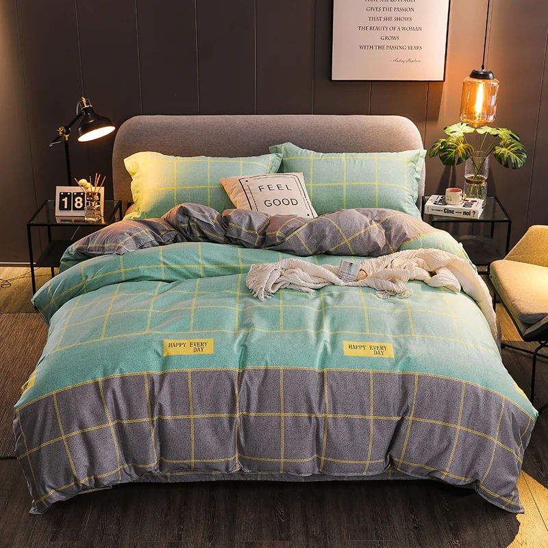

Bedding Set Brushed Four-piece Set Cover Bed Sheet Quilt Student Dormitory Bed Sheet Quilt Cover Bedsheets Set with Pillows Case